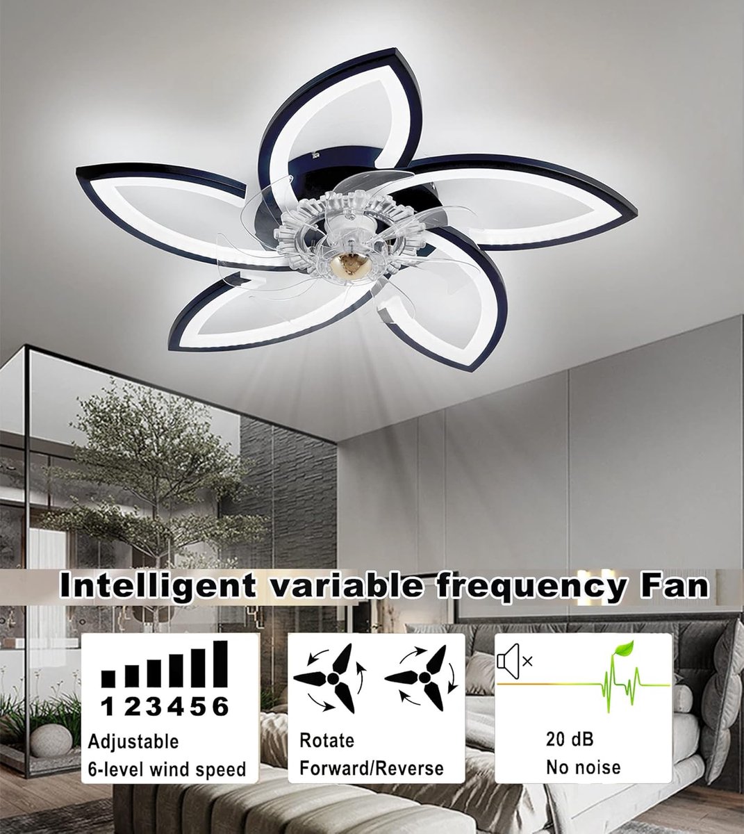 Moderne Dimbare Plafondventilator met Verlichting en Afstandsbediening – foto 6