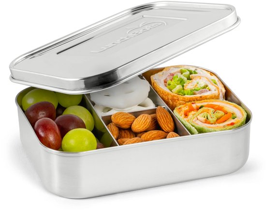 Reabulun Bento Box Lunchbox für Erwachsene, stapelbar, 2-lagig, 304 Edelstahl, Lunchbehälter für Erwachsene, Kinder, Büro, 2 l Kapazität, tragbare Lunchbox, Behälter mit Suppenschüssel, Löffel und