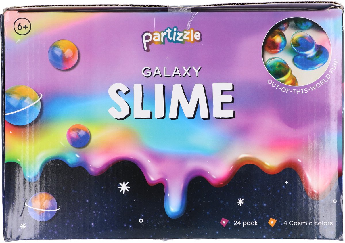 Partizzle 24x Galaxy Slijm Pakket - Universum Astronaut Uitdeelcadeautjes - Grabbelton Maken Slime Speelgoed - Traktatie Cadeautjes voor Kinderen - Gekleurd — afbeelding 8