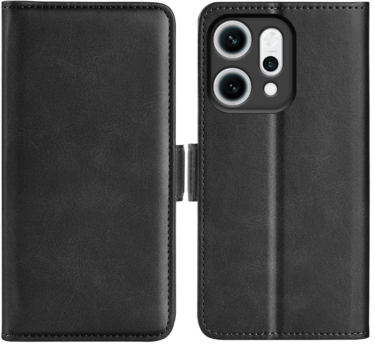 MobyDefend Hoesje - Geschikt voor Oppo Reno14 - Luxe Wallet Book Case (Sluiting Zijkant) - Zwart