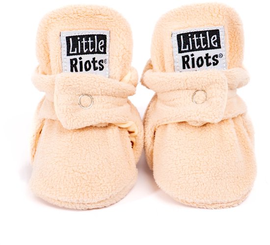 Little Riots - Babyslofjes - Fleece Original - Soft Beige - 0-3 Maanden (9cm) - Schoenmaat 13-15