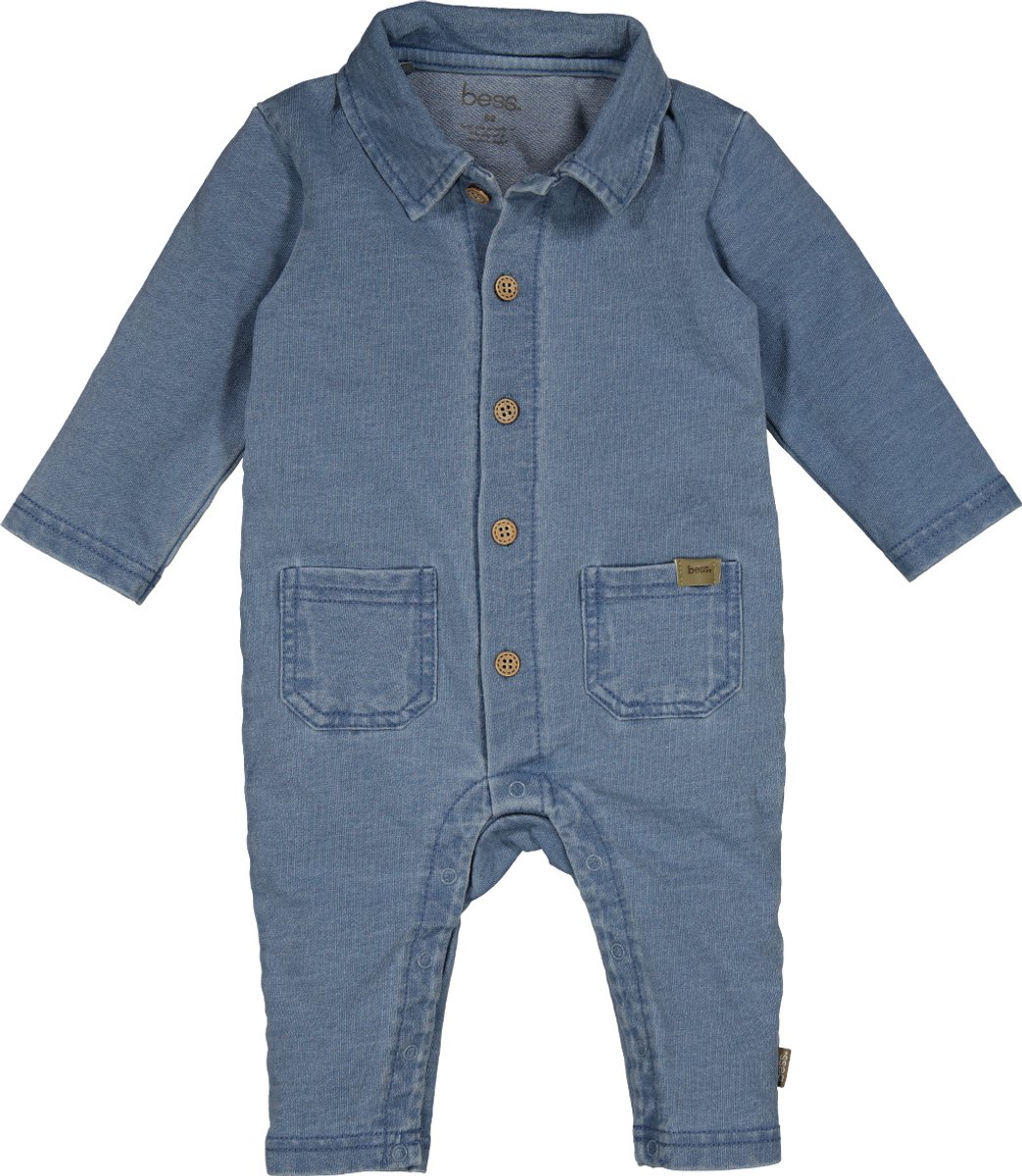B.E.S.S. Baby Jongens Jumpsuit Jog Denim Stone Washed Blue maat 80