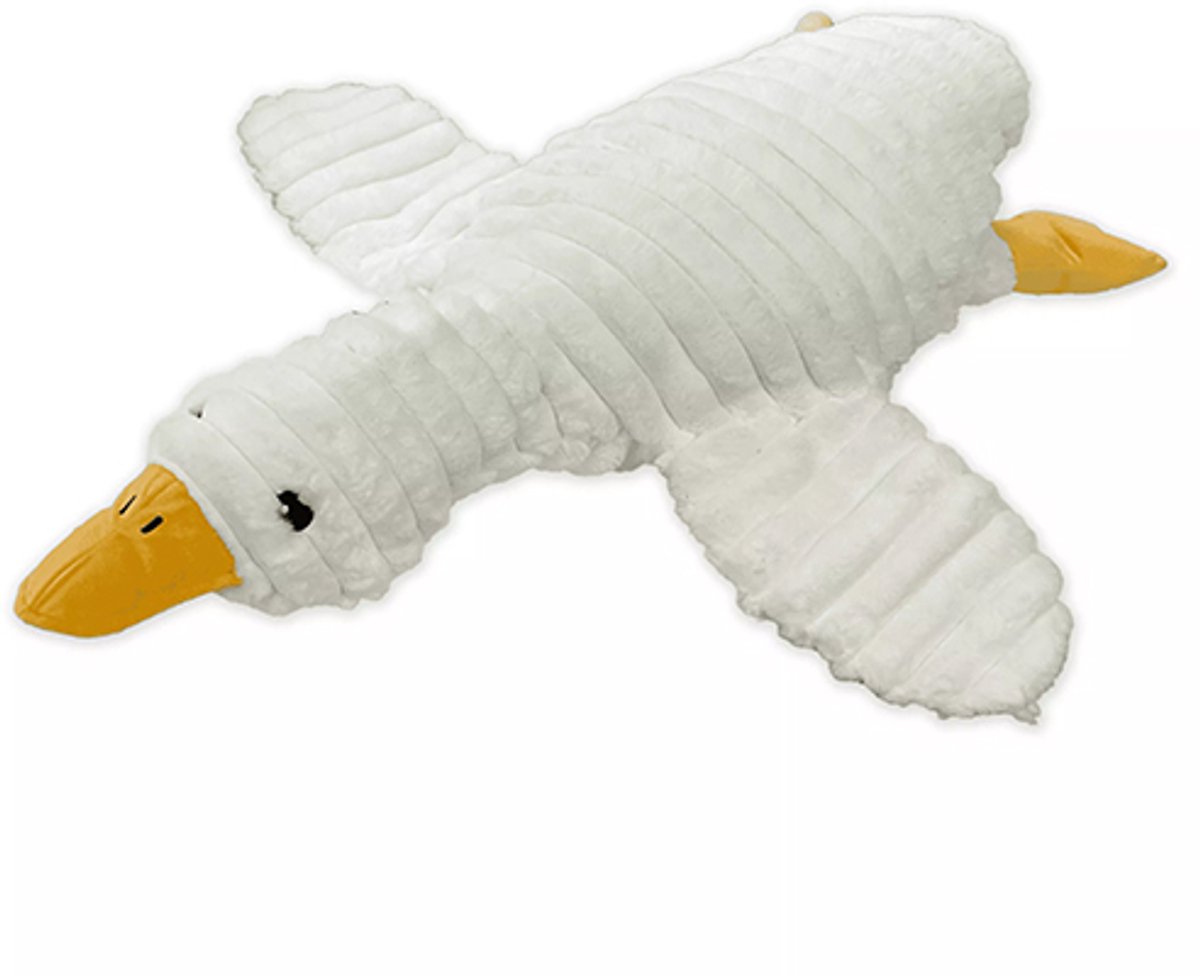 Quapas! hondenspeelgoed - knuffel - Gans wit met piep en knisper - 66 cm