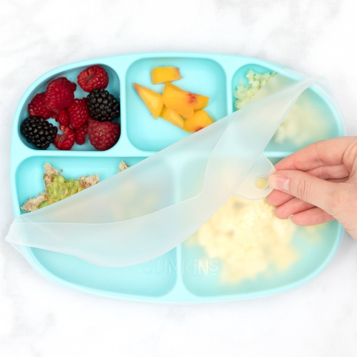 Bumkins - Silicone Grip Dish with Lid (5 Section) | Siliconen vakjesbord met deksel (5 vaks) - Blue