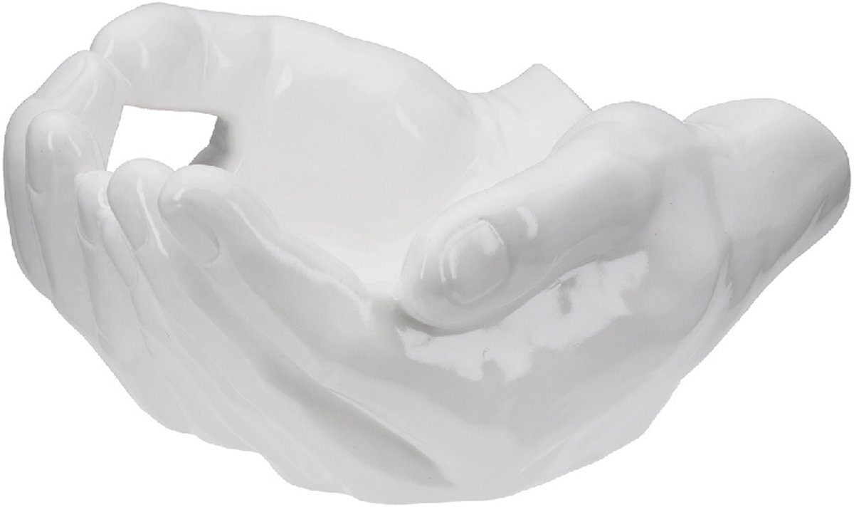 Schaal buddha handen keramiek - wit 23x27x13 cm fruitschaal sierraden schaal