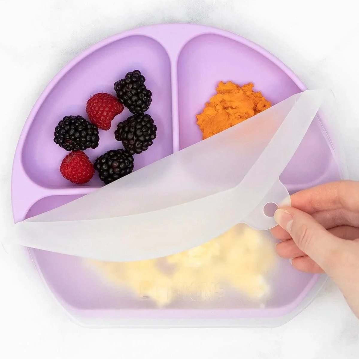 Bumkins - Silicone Grip Dish with Lid (3 Section) | Siliconen vakjesbord met deksel (3 vaks) - Lavender