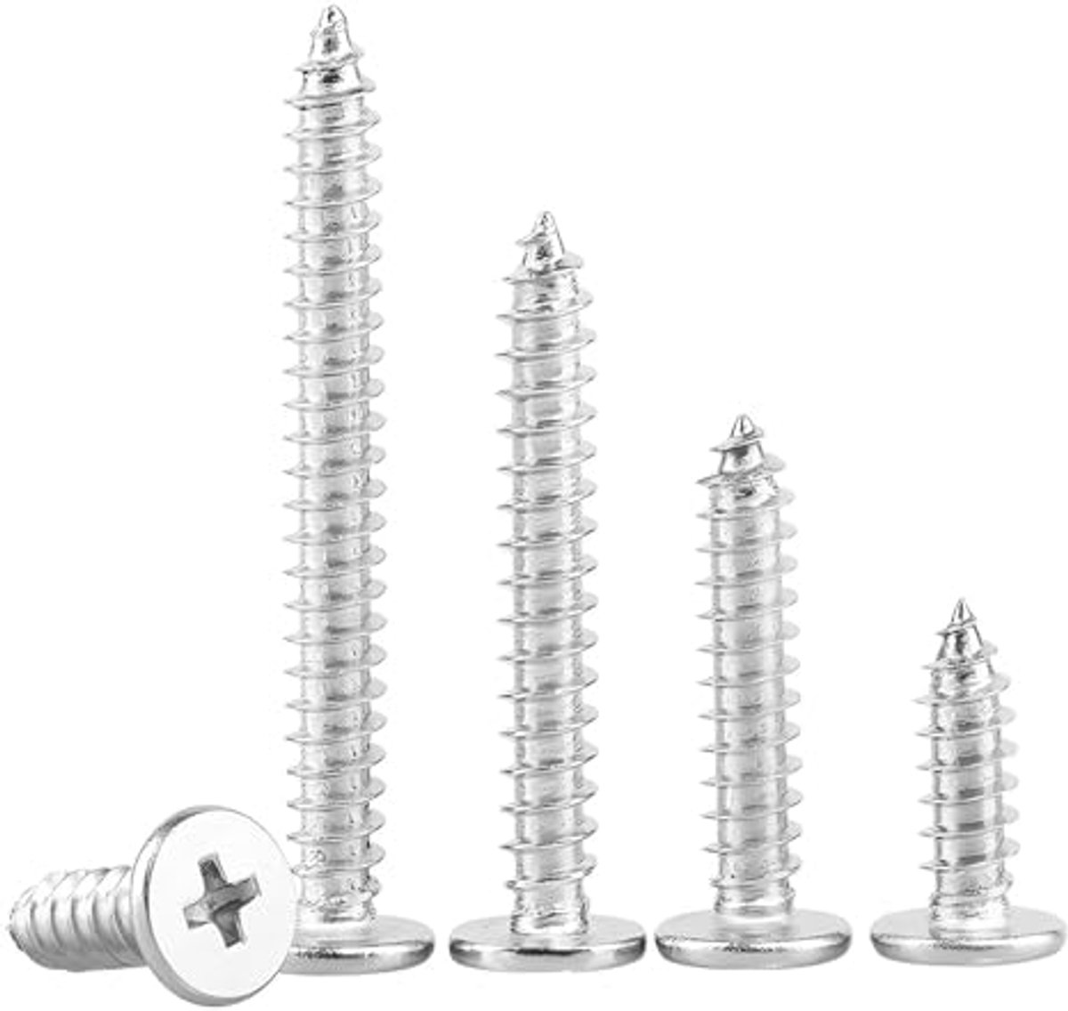 20pcs Thin Self Tapping Screws, Cross Head Flat Head, 304 Stainless Steel, M6 x 20mm, Wood Screws for Repairs