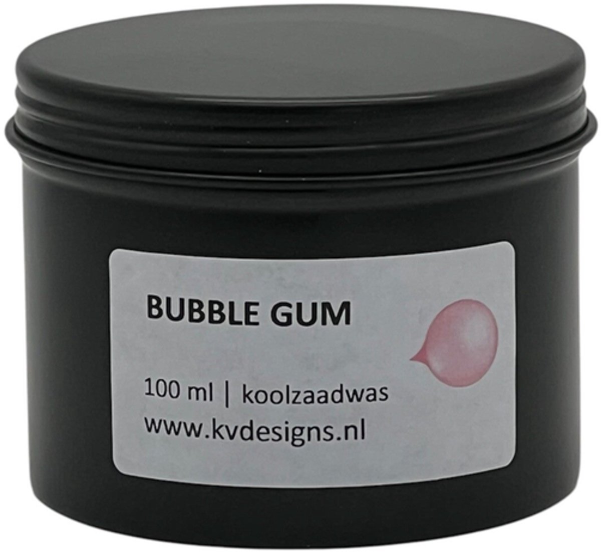 Geurkaars 100ml – Bubble Gum – Handgemaakt van Koolzaadwas – 40 branduren – KV DESIGNS