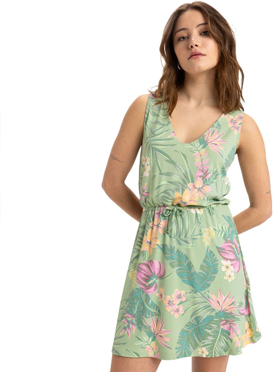 Roxy Low Tides Dress Printed Mouwloos T-shirt XS Vrouw Groen
