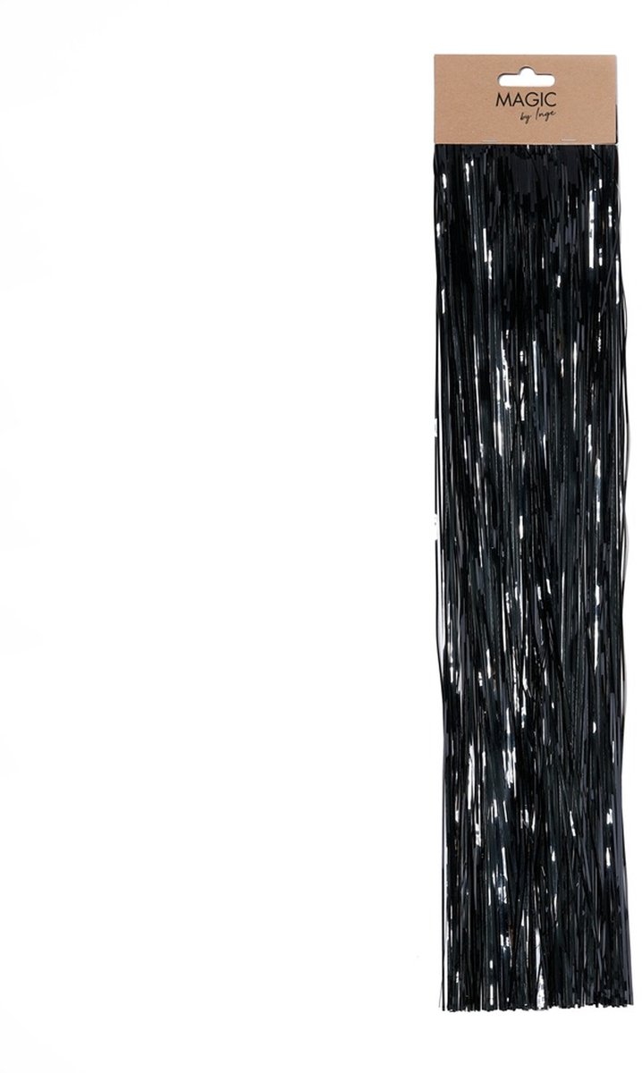 Inge christmas decor Engelenhaar - zwart - 50 cm - lametta haar - folie - tinsel - kerstversiering - kerstboomversiering
