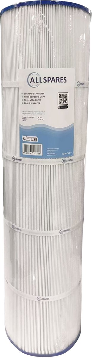 AllSpares Waterfilter voor Zwembaden geschikt voor Hayward CX870RE / PA100N / C-7487 / PC102 (Ø178x648mm)