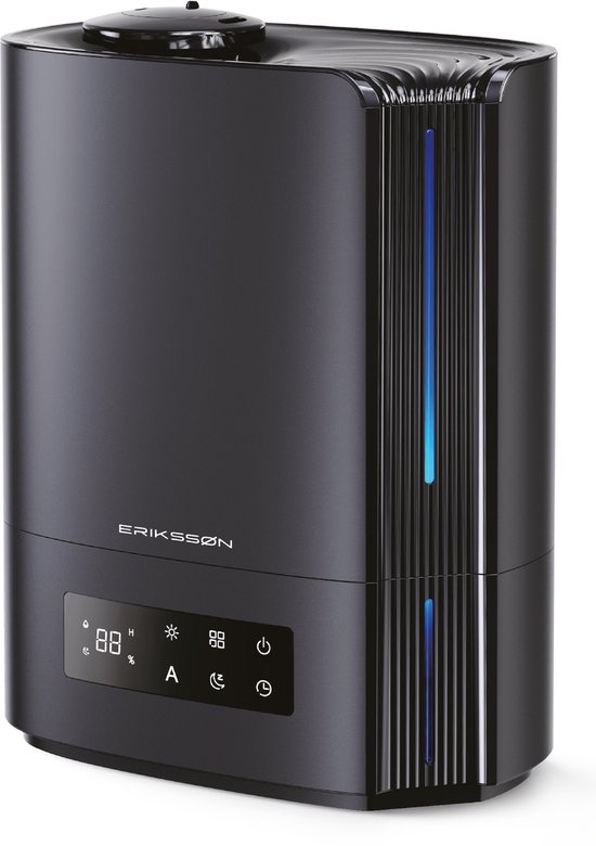 Erikssøn Luchtbevochtiger Hydra Comfort - 6 Liter - Geschikt voor Woonkamer, Kantoor, Slaapkamer, Babykamer - Met Aromatherapie - Zwart