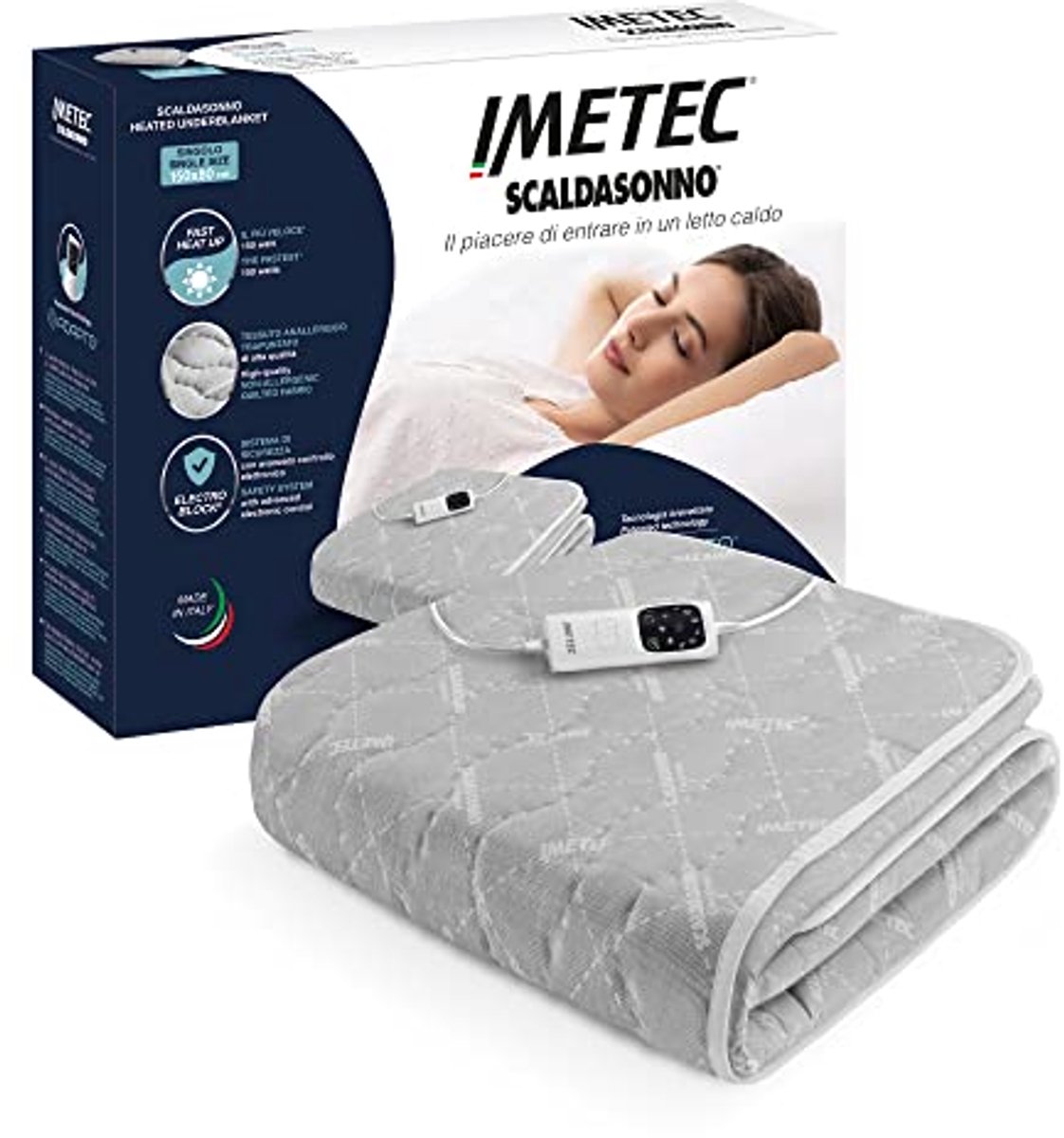 Bedwarmer voor eenpersoonsbed met snelle opwarming en personaliseerbare temperatuur