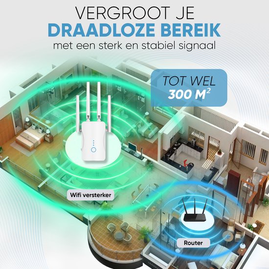 Amplificateur Wi-Fi Muring avec prise secteur - Dual bande 2,4 GHz et 5 GHz - 1 200 Mbit/s - Wi-Fi 5 - Répéteur Wi-Fi - Booster Wi-Fi - Répéteur Wi-Fi - Wit