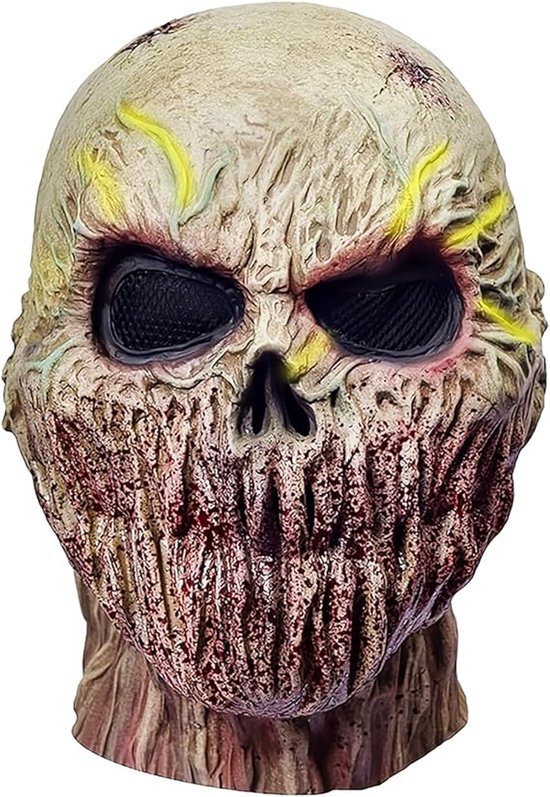 Latex volhoofd-masker, zombie-alien-masker, Halloween-masker, horror, Halloween-masker voor volwassenen, heren en dames, voor Halloween, horror, verkleedpartij, cosplay party - Rood