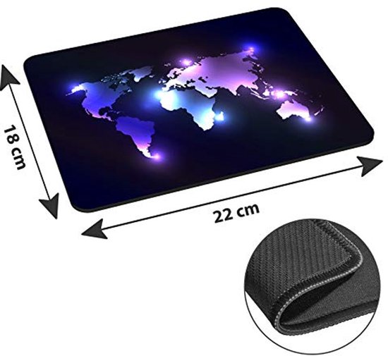 Gaming en Office muismat - 220 x 180 mm, genaaide randen, antislip onderkant — afbeelding 4