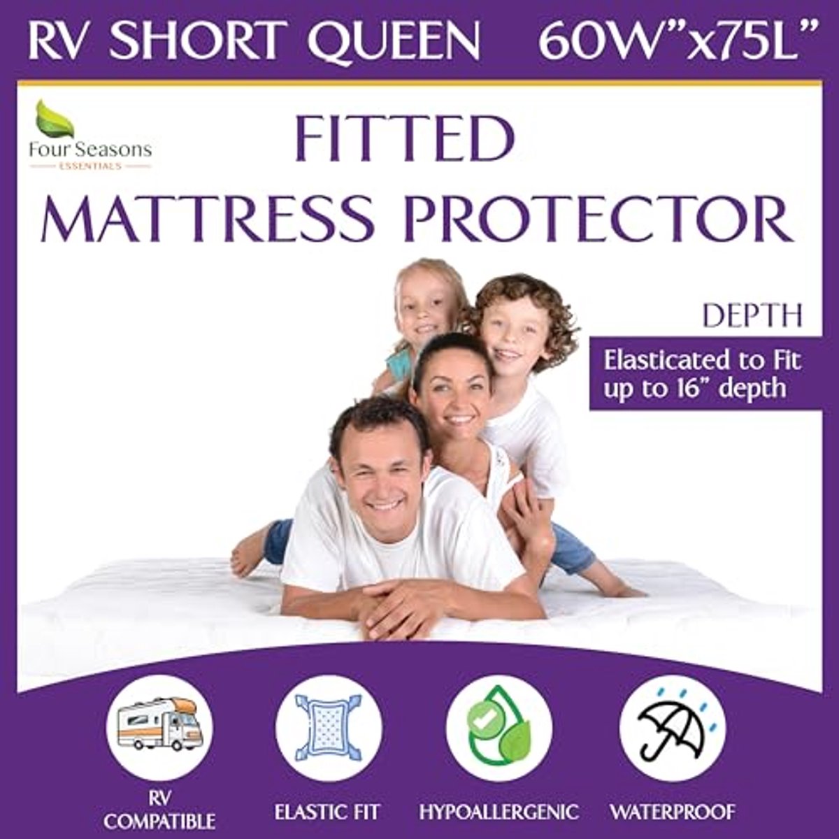 Korte Queensize Waterdichte Matrasbeschermer - Hypoallergene Premium Hoeslakenstijl voor RV