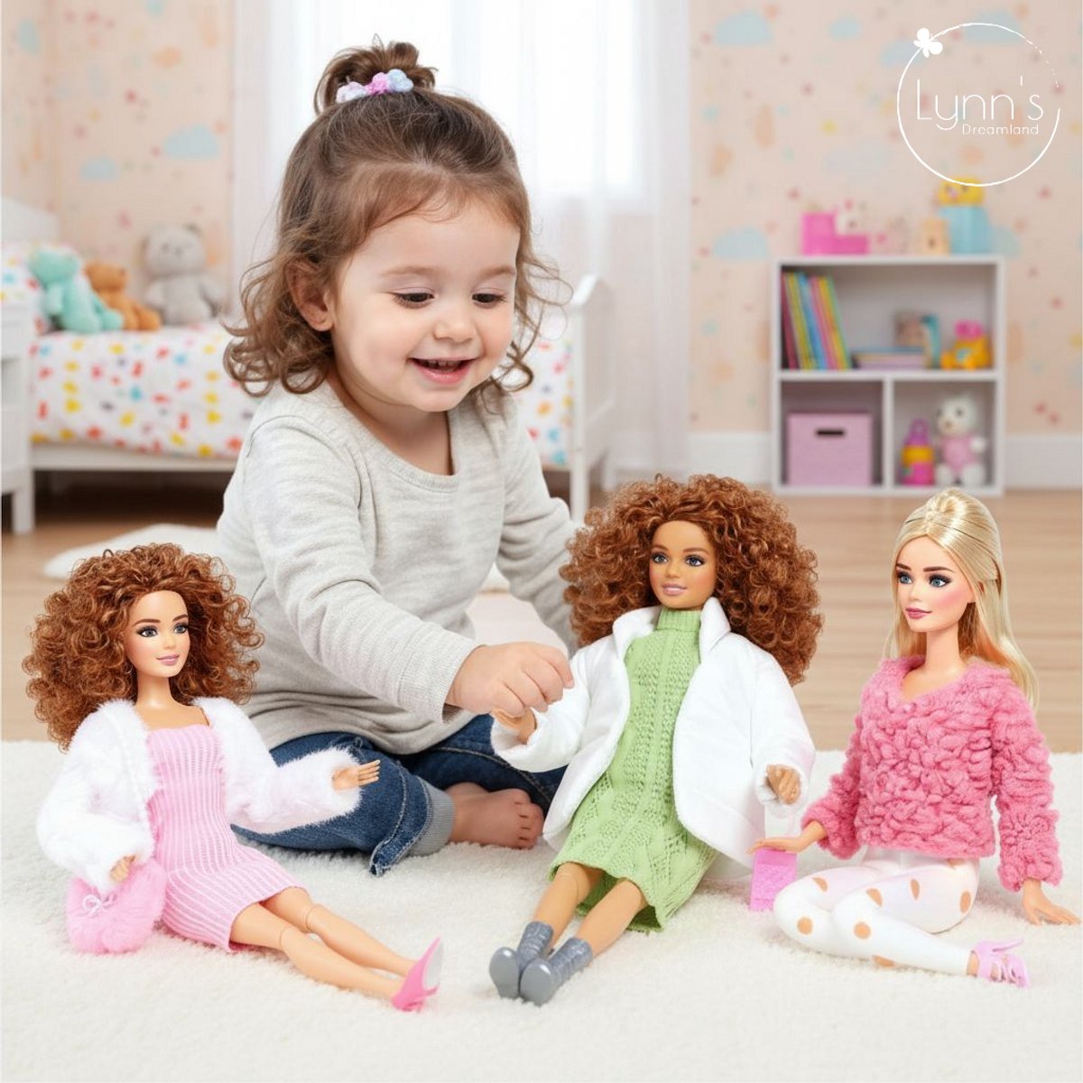 Lynn’s poppenkleertjes - Set ‘Lea’ - Geschikt voor modepop - Set van 3 outfits, 3 paar schoenen, 2 handtassen - Kledingset voor modepoppen - Cadeauzakje — afbeelding 8