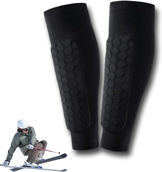 Scheenbeschermers voor voetbal, scheenbeschermers voor kinderen, jeugd en volwassenen, kuitcompressiekous met honingraatpads, lichtgewicht kuitbeschermende uitrusting voor voetbal, Past zich aan alle beenvormen aan Sport beenmouwen（1 paar M） - Cyslmu