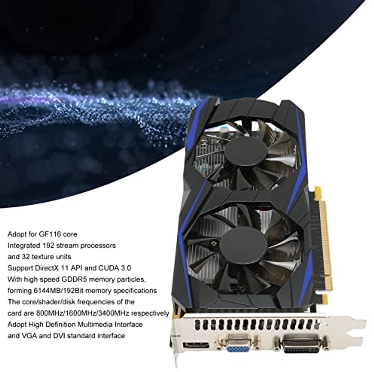 Graphics Card With Dual Fan, Gtx550Ti 192Bit Gddr5 Gf116 Core For Directx 11 Api & Cuda 3.0, Vga Dvi Pci Express2.0 Interface Computer Graphics Card