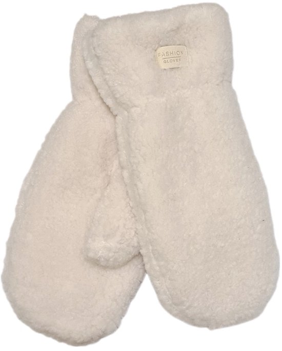 Mitaines-Teddy- Look Teddy-Chaud-Doux-Doublure moelleuse- Taille unique-Écru