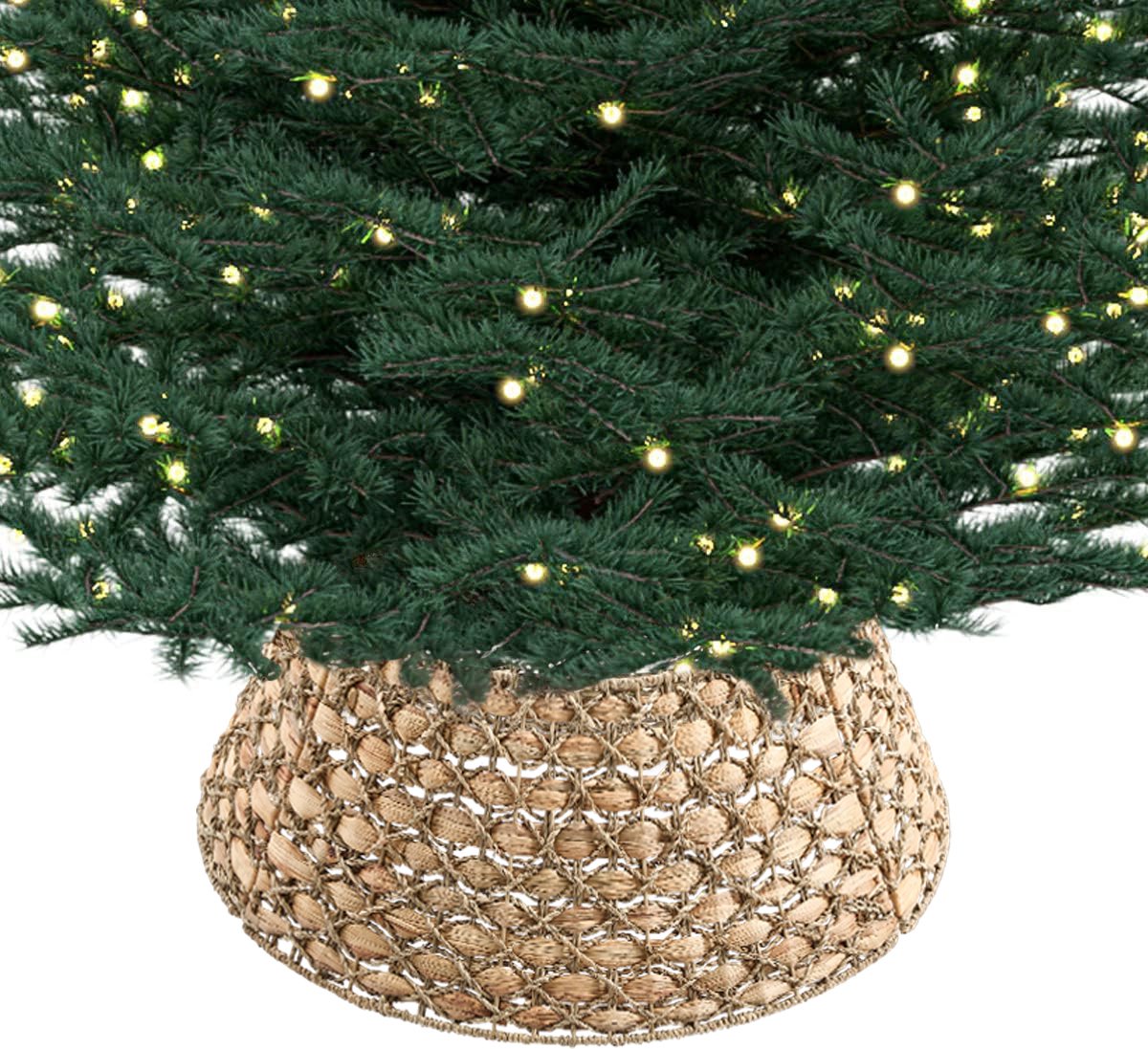 Meisterhome Kerstboommand - Kerstboomrok van natuurlijke Zeegrass - Ø 60 cm - Decoratieve hoes om de kerstboomstandaard - Kerstboomring - kraag Kerstboomrok - H23 x Ø60 cm - Zeegras - Naturel Bruin 3 elementen – foto 4