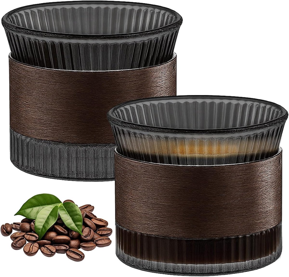 Espresso cups set - glas - 150 ml - inclusief zwart