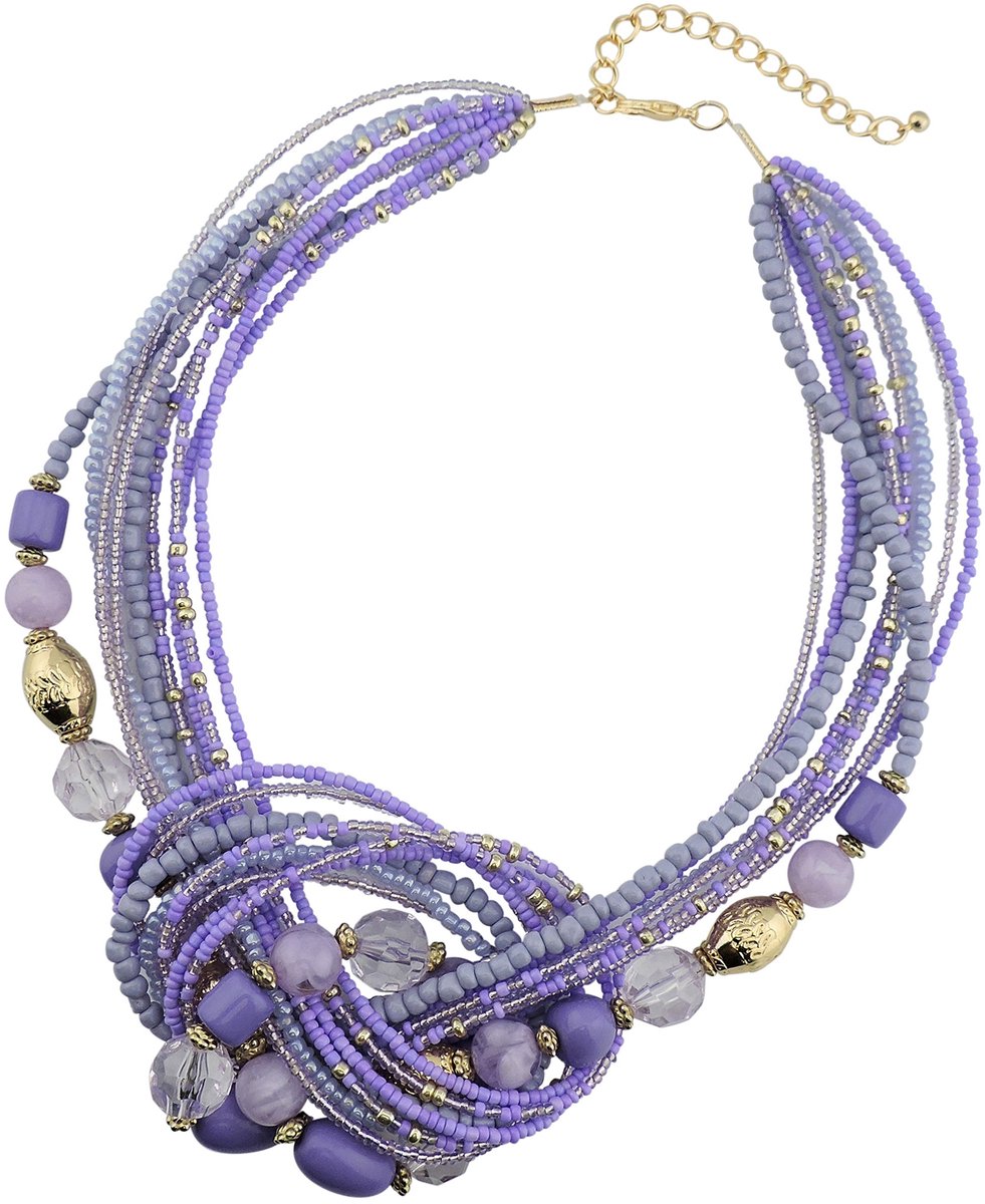 Seed Beads Multilayer Statement Collar Necklace (NK-10345), Acrylic, no_stone