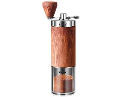 Handmatige Koffiemolen - Multifunctionele draagbare koffiebonenmaler met houtnerf - Roestvrijstalen handbediende koffiemachine