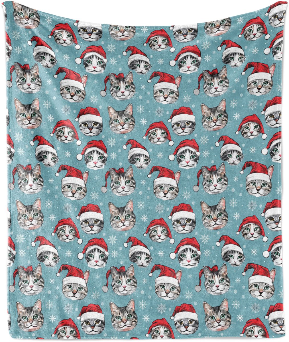 New Bed Kerstmis Vrolijk Kerstfeest Katten Kitten Zachte Flanellen Fleece Deken, 230 cm x 175 cm