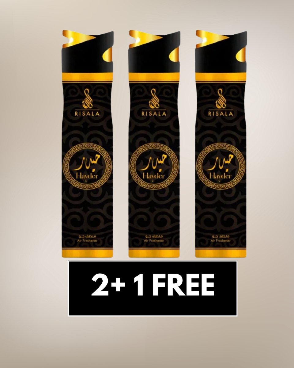 Air Freshener Hayder by Risala – 300ml x3 – Long Lasting Arabic Oriental Room Spray from Dubai – Woody, Amber, Musk & Spicy Fragrance