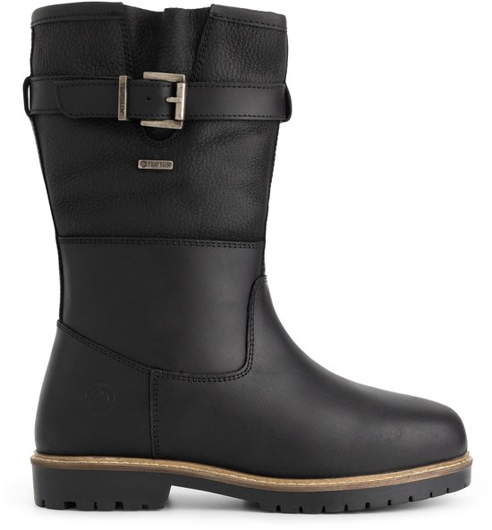 Botte d'extérieur Travelin' noire en cuir avec boucle et logo Gore-Tex.