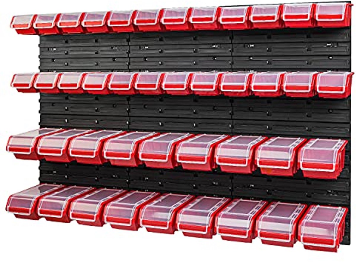 Opbergsysteem wandbox 1158 x 780 mm met 42 opbergdozen en deksel