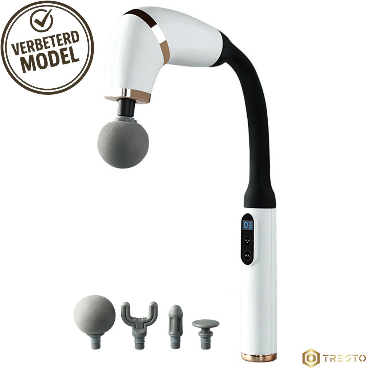 TRESTO - Professionele Massage Gun - U-vormig Massagegun met Verlengde Greep - Bereik Rug, Nek, Schouders & Benen moeiteloos – Stil en Krachtig