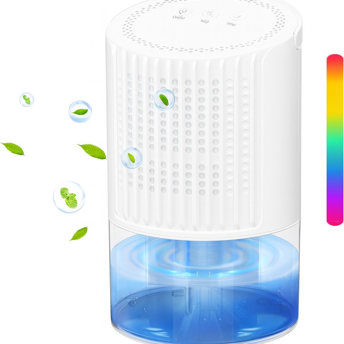 Naova Mini Luchtontvochtiger – Stil & Compact – 1000ml Waterreservoir – 350ml/dag – Voor Badkamer, Slaapkamer & Kledingkast - Wit