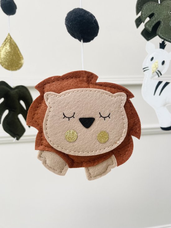 Muziekmobiel Jungle Dieren - Baby Boxmobiel - Gouden Details - Zwarte Muziekmobiel Houder - Muziekdoosje - 10 Melodieën van TEDDYY — afbeelding 3