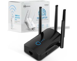 Muring WiFi Versterker met stopcontact - Dual Band 2.4 GHz & 5 GHz – 1200 Mbps - WiFi 5 - WiFi Repeater - WiFi Booster - WiFi Extender - Zwart