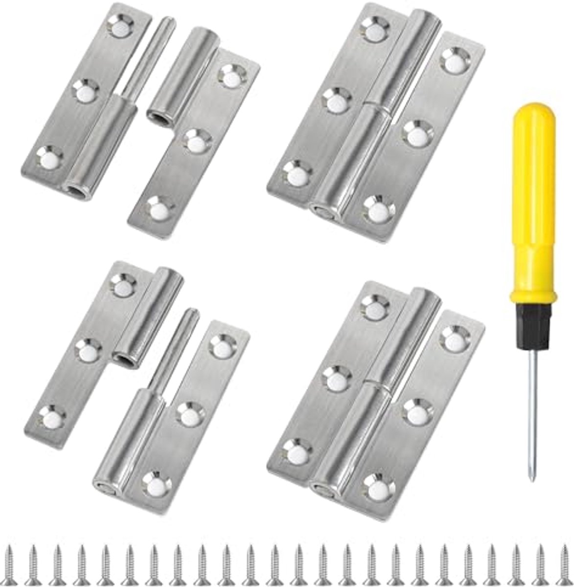 Afneembare Deurscharnieren 2,5 Inch Roestvrij Staal - 4 Stuks Lift Off Scharnieren met Schroeven