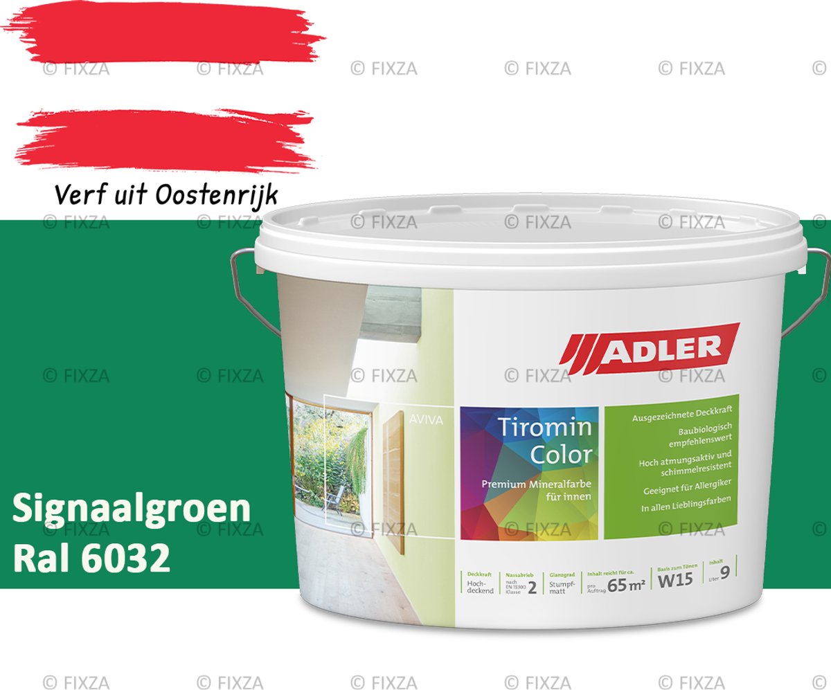 ADLER Aviva Tiromin-Color Silicaat Muurverf Binnen – 3 Liter – RAL 6032 Signaalgroen, Hoogdekkende & Ademend – Ecologische Schimmelwerende Wandverf