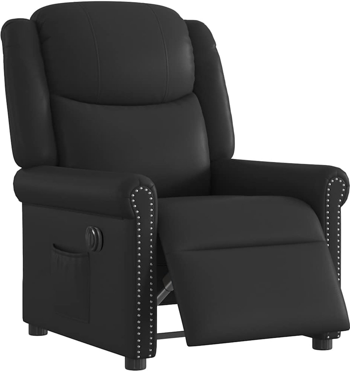 vidaXL Fauteuil - elektrisch - verstelbaar - kunstleer - glanzend - zwart glanzend zwart