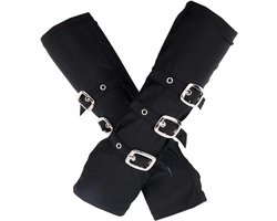 1 Pair Goth Fingerless Gloves - Gothic Punk Gloves - Sleeve Cuffs - Cloth Women - Cool Black Hip Hop Rock Style - Long Arm Warmers - Sun Protective for Cycling - Mountain Biking Costume