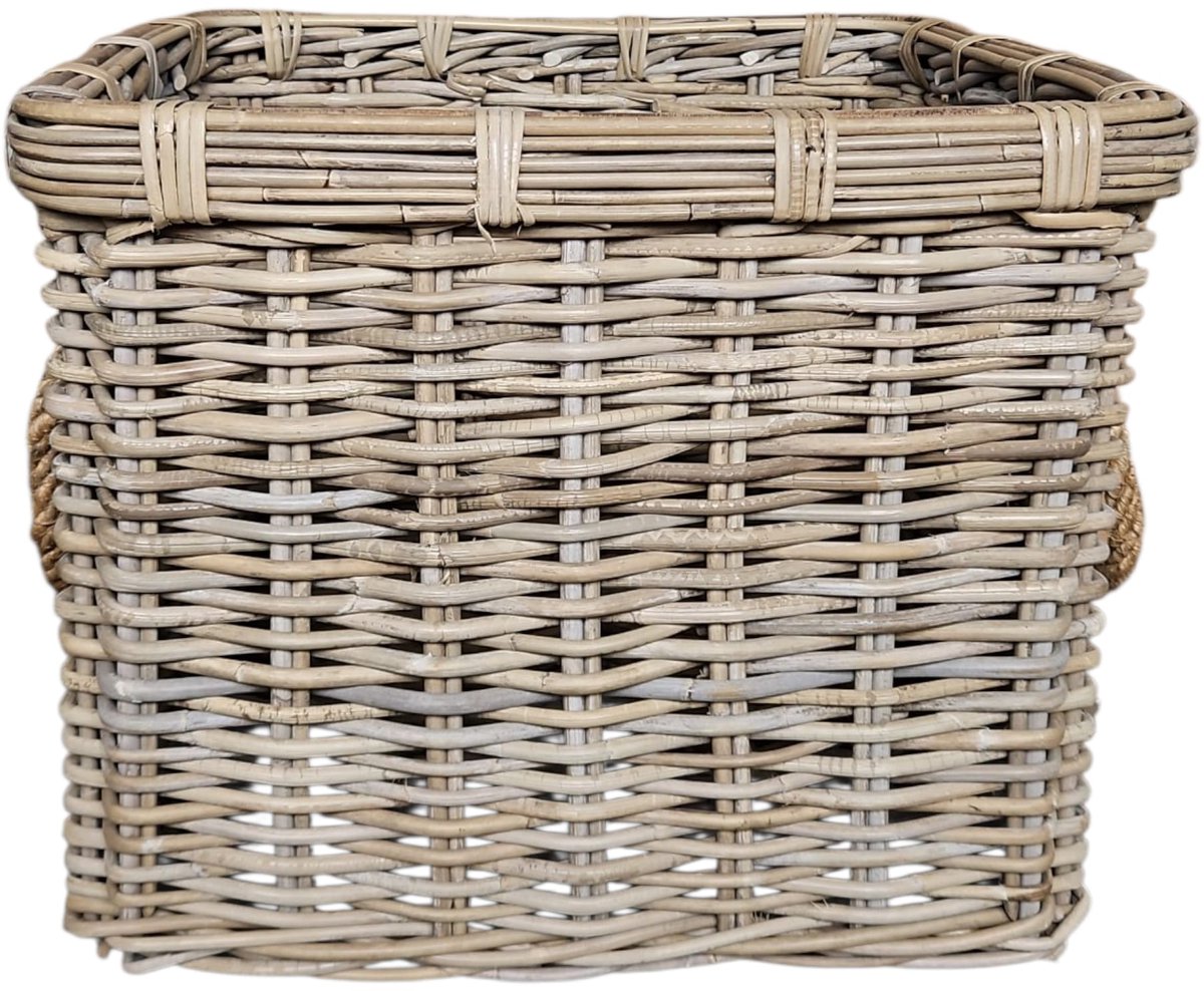 Grote Rieten Opbergmand 63cm | Versterkte Rand & Touw Handvaten | Handgemaakt Indonesië | Woonkamer