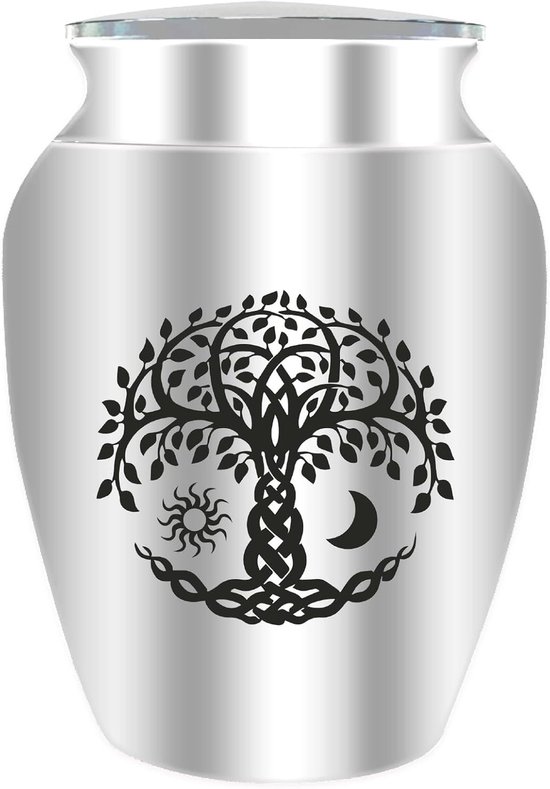 Geblazen mini urn van kristalglas zwart vogeltje