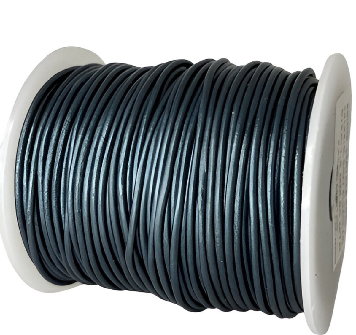 Leren Koord Rond, 50 m x 1.5 mm - Rond Lederen Koord, Voor Halskettingen, Armbanden, Sieraden, Knutselkralen en Veters (Metallic Navy Blauw)
