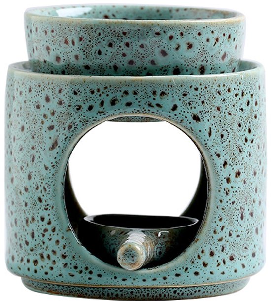 Keramische wassmeltbrander - Aromatherapiebrander - Cyaan geurkaarsverwarmer, geurverspreider voor verjaardagen, Kerstmis, bruiloften en huisdecoratie
