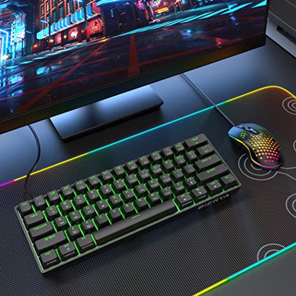 Compact Mechanisch Toetsenbord 60% met Blue Switches en Anti-Ghosting