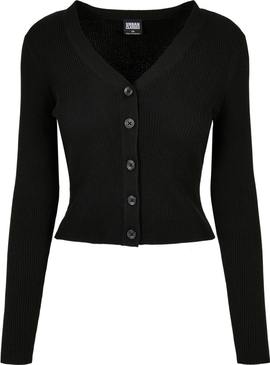 Urban Classics Short Rib Knit Cardigan 4XL Zwart