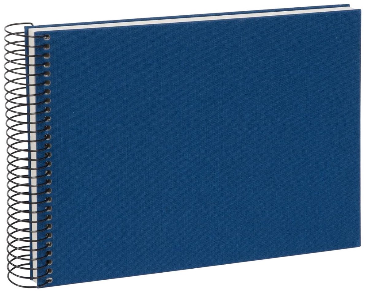 Spiraalgebonden fotoalbum - 40 pagina's - blauw - linnen omslag - 24 x 17 cm