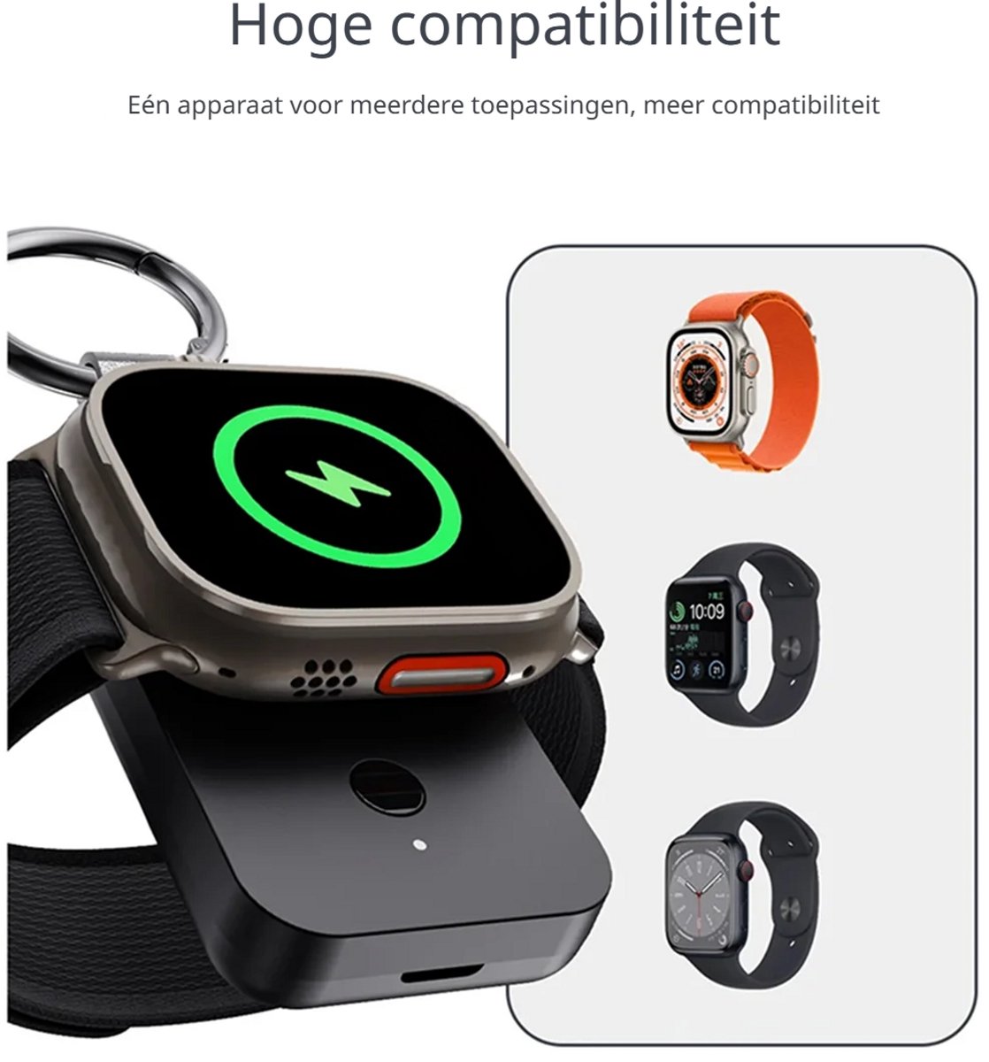 DrPhone SnapDock A – Draagbare Draadloze Smartwatch Oplader 1000mAh Powerbank – Geschikt voor Apple Watch (Ultra/SE/Series 2-8) – Nood Compact & Lichtgewicht – USB-C Ingang – 2-3x Volledig Opladen - Zwart – foto 6
