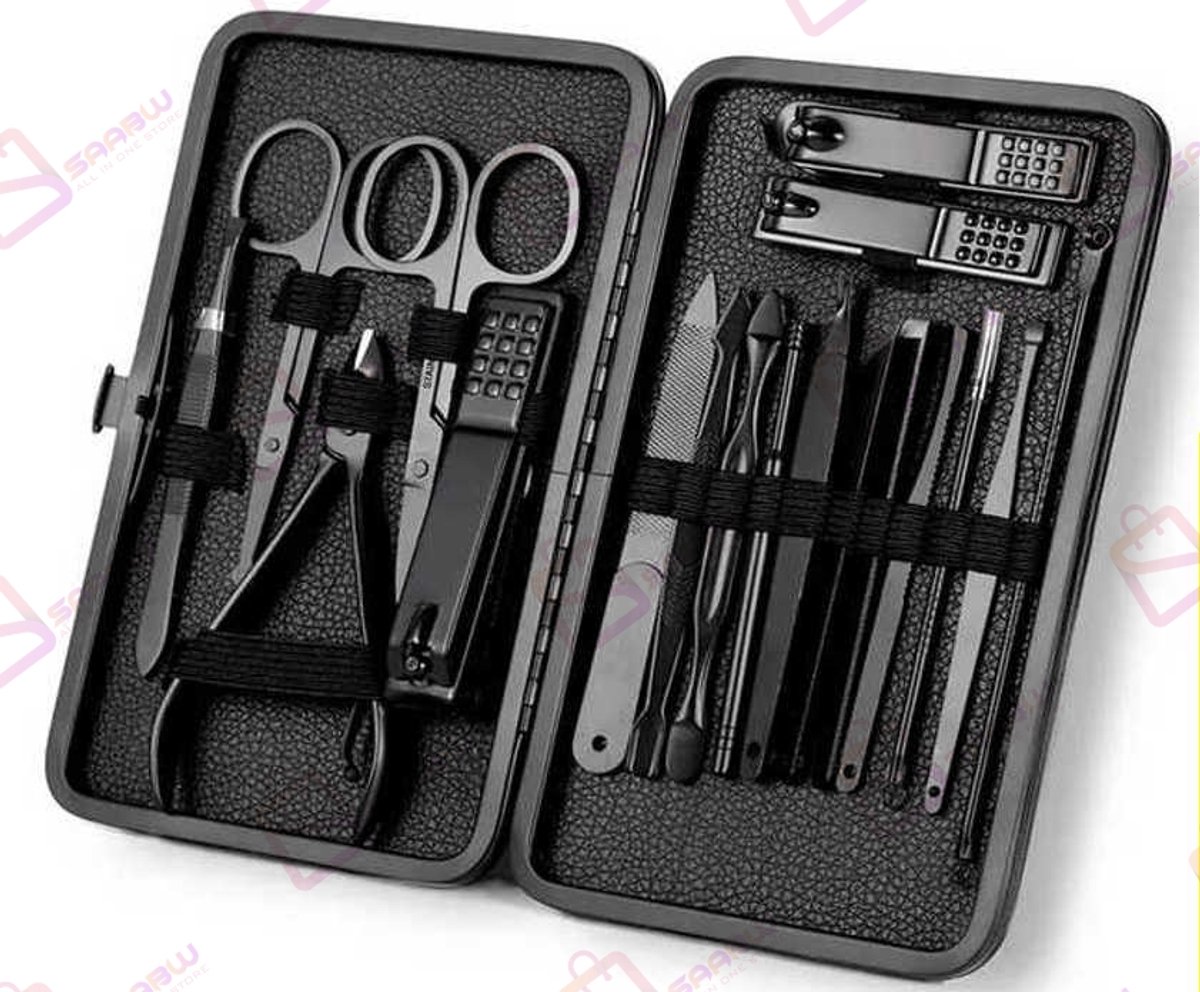 18-delige Manicure & pedicureset – Professionele Nagelverzorging – RVS Gereedschap in Luxe Box – manicure set – pedicuresets – 75853